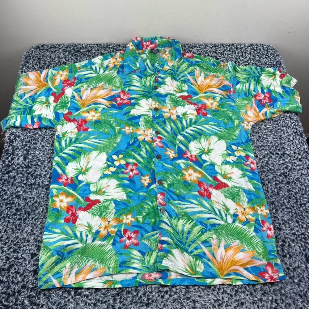 Hibiscus Collection Button Up Hawaiian Shirt Mens Extra Large XL Floral Tropical